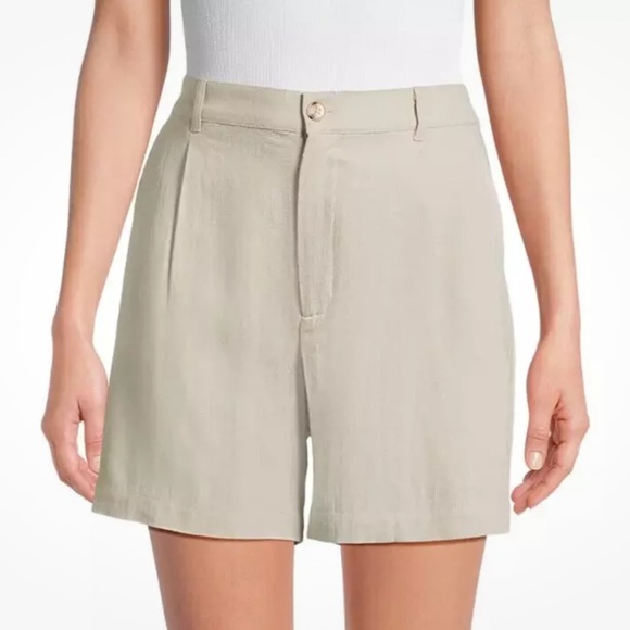 Time And Tru Womens Plus Size Beige Linen Blend Pleated 5” Shorts Size XXXL (22) - Picture 1 of 10